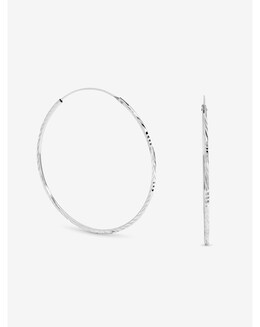 Simply Silver Sterling Silver 925 Polished Diamond Cut Sleeper Hoop Earrings