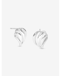 Simply Silver Sterling Silver 925 Polished Open Ridged Wave Stud Earrings