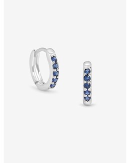 Simply Silver Sterling Silver 925 Cubic Zirconia Sapphire Hoop Earrings