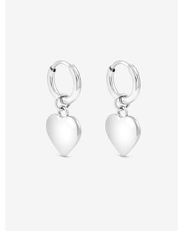 Jon Richard Sterling Silver Plated Stainless Steel Heart Charm Hoop Earrings