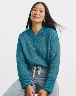 Teal V Neck Jumper