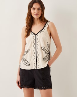 Monsoon Hope Leaf Embroidered Cami Top