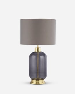 Glass and Satin Brass Base Table Lamp