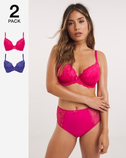 Pretty Secrets 2 Pack Ella Lace Padded Plunge Wired Bras B-K