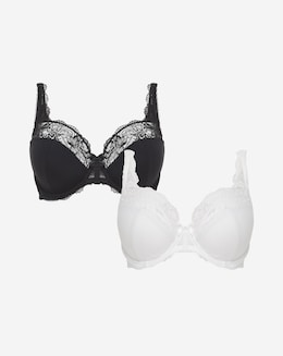 2 Pack Ella Lace Wired Non Padded Balcony Bras B-F