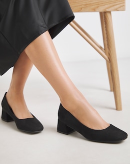 Heavenly Soles Catherine Low Block Heel Court Shoes - Extra Wide Fit (EEE)