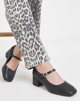 Heavenly Soles Patricia Block Heel Mary Janes - Extra Wide Fit (EEE)