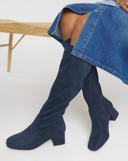 Claudia Block Heel Knee Boots - Extra Wide Fit (EEE) Super Curvy/Curvy Plus Calf