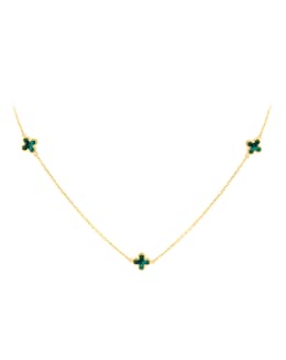 9CT Gold Malachite Petals Necklace