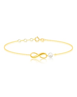 9CT Gold Infinity Bracelet With Pearl
