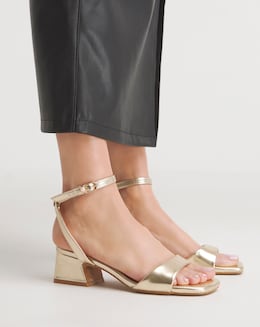 Amber Barely There Low Block Heel Sandals - Extra Wide Fit (EEE)