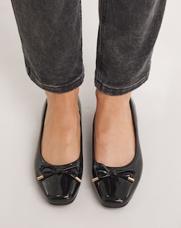 Eva Square Toe Ballerina Shoes - Wide Fit (E)