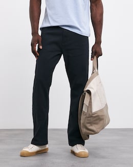 Navy Loose Fit Stretch Gabardine Jeans
