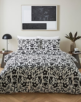 Mono Floral Print Duvet Set