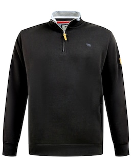 D555 Big &amp; Tall RUSSEL 1 Half Zip Sweatshirt with Chest Embroidery - Black