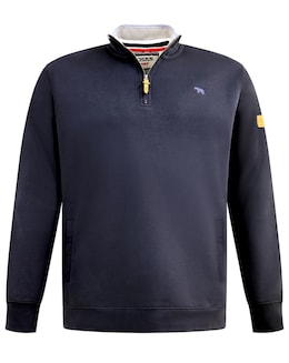 D555 Big &amp; Tall RUSSEL 2 Half Zip Sweatshirt with Chest Embroidery - Navy