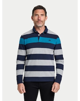 Raging Bull L/S Contrast Chest Stripe Rugby Cobalt