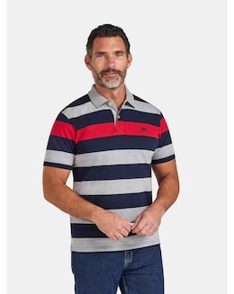 Raging Bull S/S Contrast Chest Stripe Polo Red