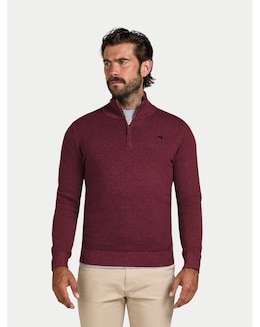 Raging Bull Classic Quarter Zip Cotton/Cashmere Knit Berry
