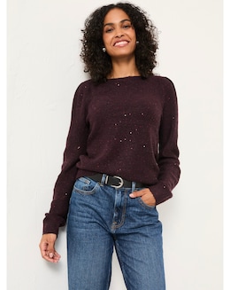 Fatface Jasmine Sparkle Slash Neck Jumper