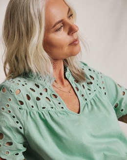 Julipa Pure Cotton Cut Out Broderie Top
