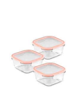 LocknLock Ovenglass Set of 3 Square 500ml Glass Containers