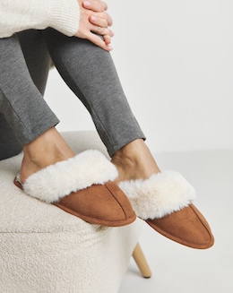Elyse Faux Fur Mule Slippers - Extra Wide Fit (EEE)