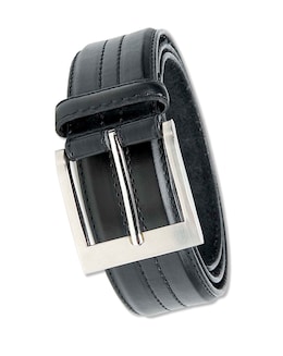 D555 Big &amp; Tall Harley Four Stitch Line Square Buckle Belt 3.90 Cm Width - Black