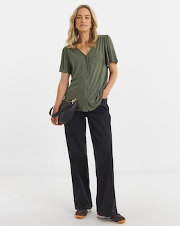 Button Front Angel Sleeve Top