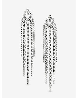 Mood Hematite Crystal Multi Strand Long Statement Drop Earrings