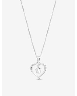 Simply Silver Sterling Silver 925 Polished Heart and Pawprint Pendant