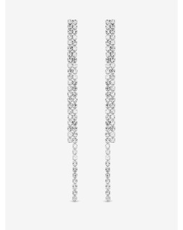 Mood Silver Crystal Linear Drop Earrings