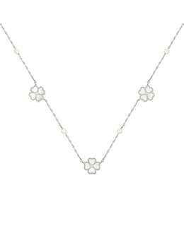 Radley Silver Plated MOP Flower Necklace