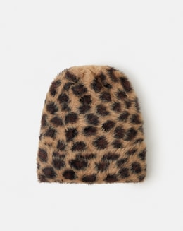 Accessorize Fuzzy Leopard Print Beanie Hat
