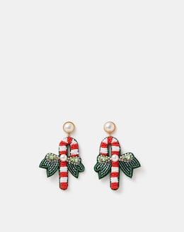 Accessorize Beaded Candy Cane Stud Earrings