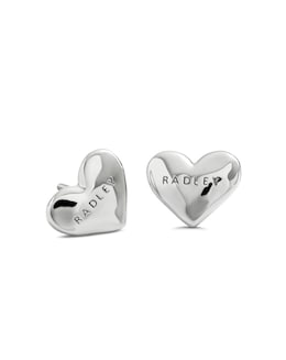 Radley Silver Plated Hammer Heart Studs