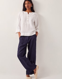 Monsoon Jolie Short Wide Leg Linen Trousers