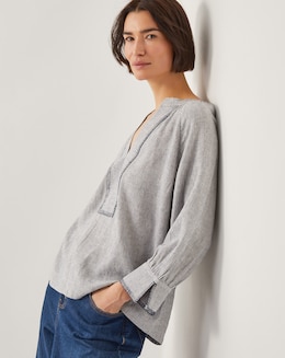 Monsoon Frida Stripe Linen-Blend Top