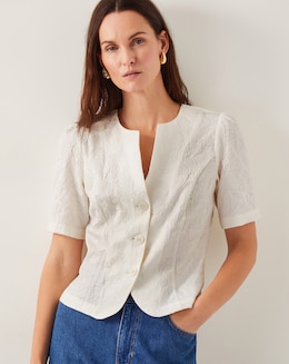 Monsoon Eliza Short Sleeve Jacquard Top