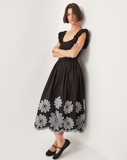 Monsoon Ella Frill Floral Midi Dress