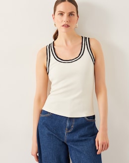 Monsoon Tate Crochet Trim Tank Top