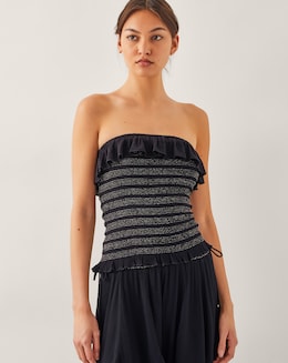 Monsoon Heidi Smocked Ruffle Bandeau Top
