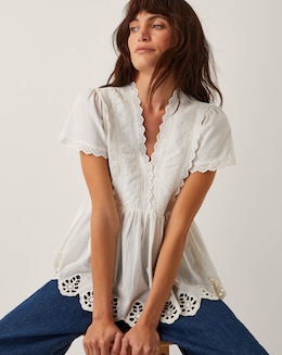 Monsoon Dee Broderie Jersey Top