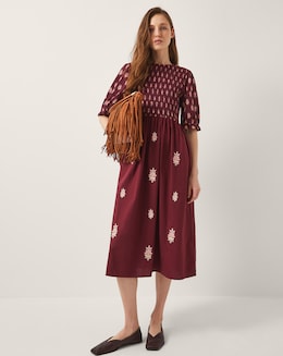 Monsoon Laurie Floral Smocked Midi Dress
