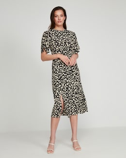 Sonder Studio Ikat Animal Print Midi Dress