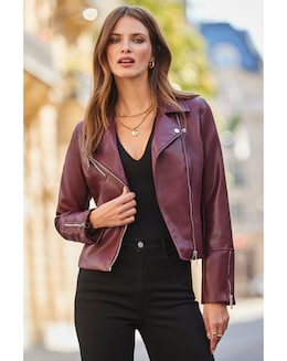 Sosandar Faux Leather Biker