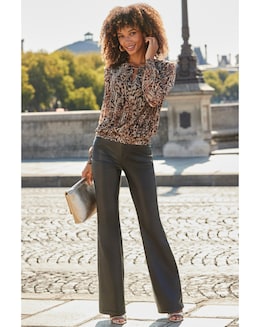 Sosandar Faux Leather Bootcut Trouser