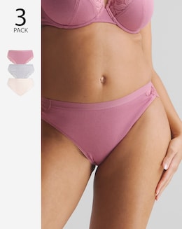 Pretty Secrets (3 Pack) Harper Lace Rib Midi Brazilian Knickers
