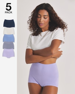 Pretty Secrets (5 Pack) Cotton Comfort Shorts Blue Multi