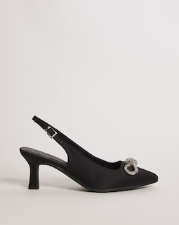 Satin Slingback Shoe with Bow Trim - Extra Wide Fit (EEE)